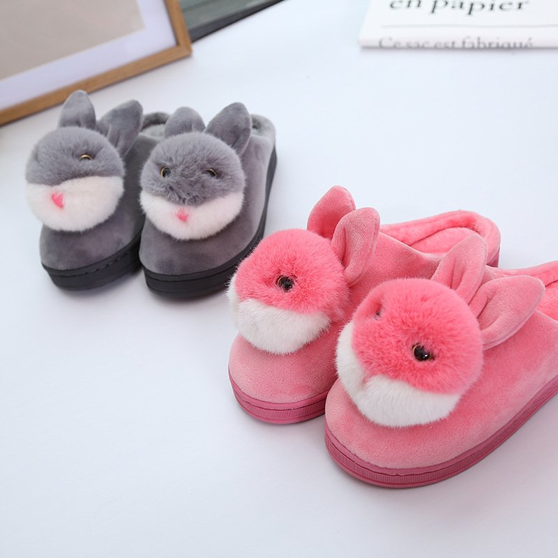 Cute rabbit ball cotton slippers