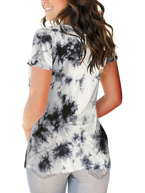 Women’s Tie Dye V Neck Short Sleeve T-shirt