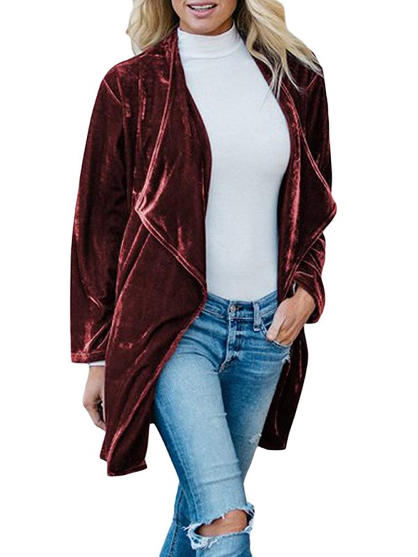 Women’s Solid Color Open Front Velvet Blazer