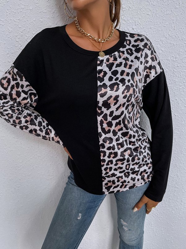 Women’s Combo Leopard Print Long Sleeve T-shirt