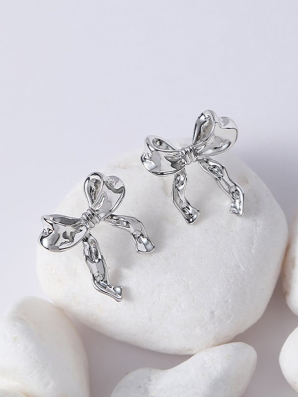 Women’s 925 silver needle bow stud earrings