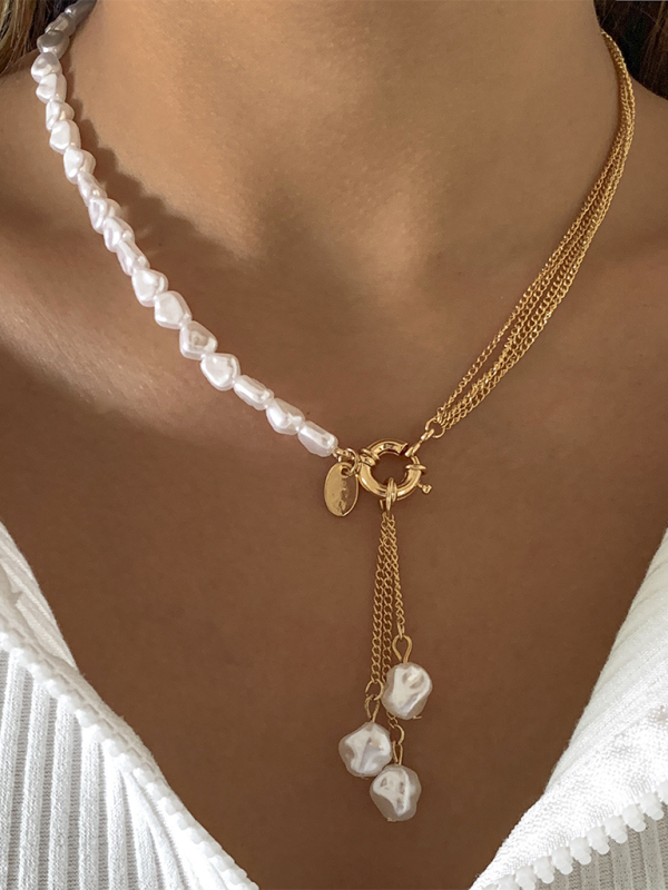 Baroque shaped pearl necklace creative irregular chain clavicle necklace