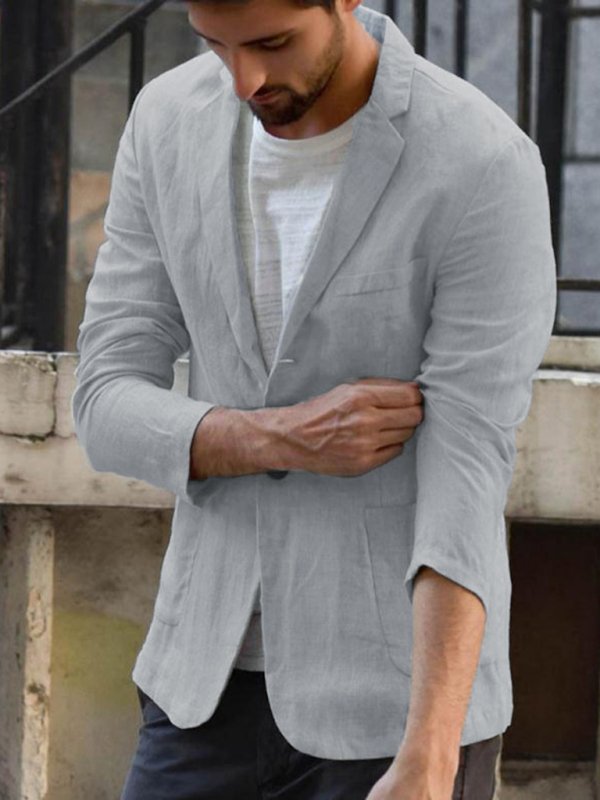 Men’s Linen Cotton Loose Comfortable Solid Color Boutique Thin Casual Blazer