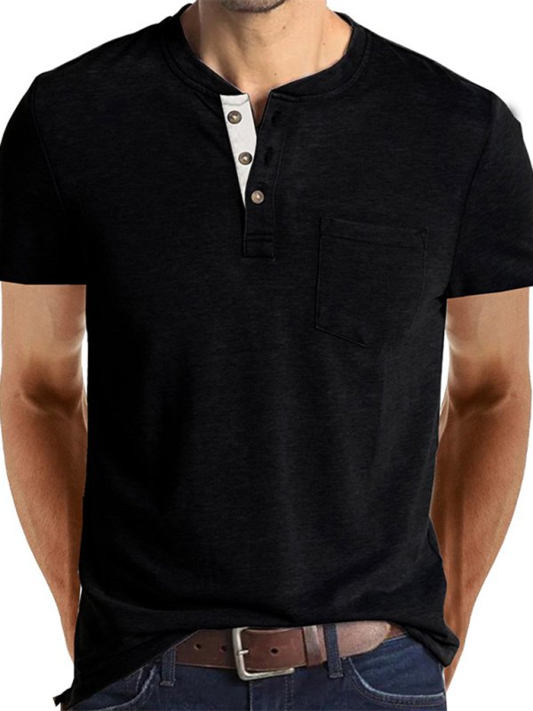 Men’s solid color casual short-sleeved T-shirt