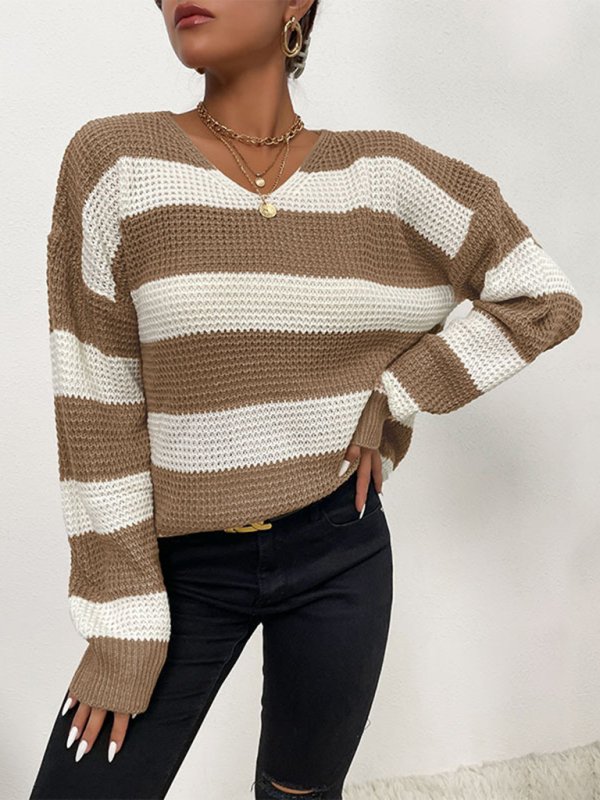 women’s casual thin long sleeve striped sweater