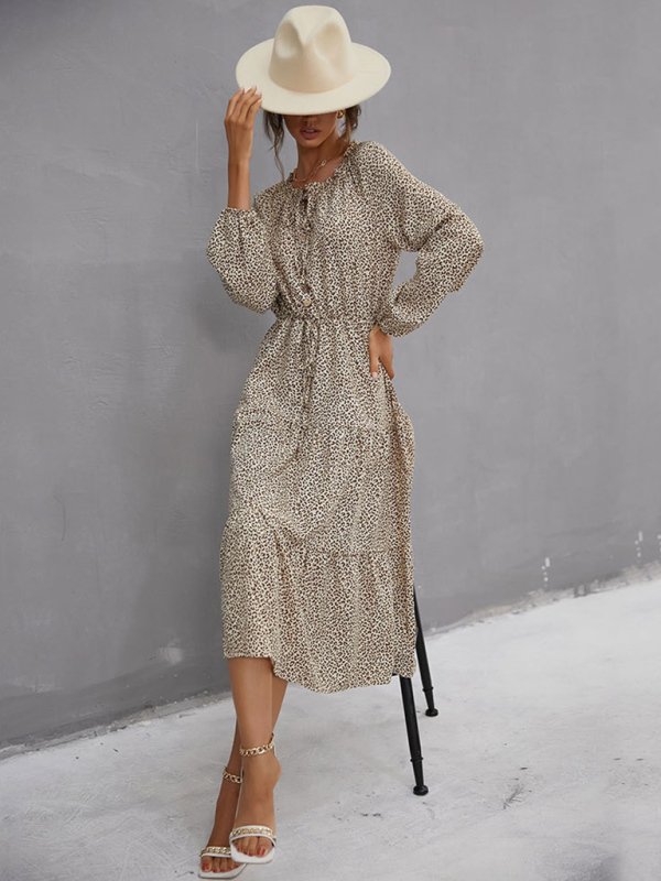 women’s leopard print long sleeve dress