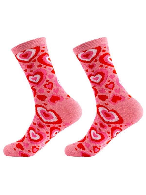 New Valentine’s Day Series Mid-calf Socks Knitted Jacquard Cotton Socks Heart Pattern