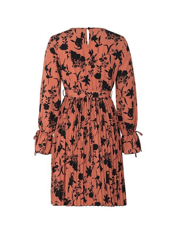 New women’s V-neck long-sleeved printed dress