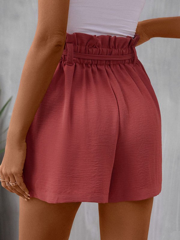 New Women’s High Waist Strappy Solid Color Shorts