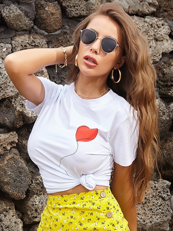 New Fashion Women’s Valentine’s Day Clothing Printed Fashion Short Sleeve T-Shirt