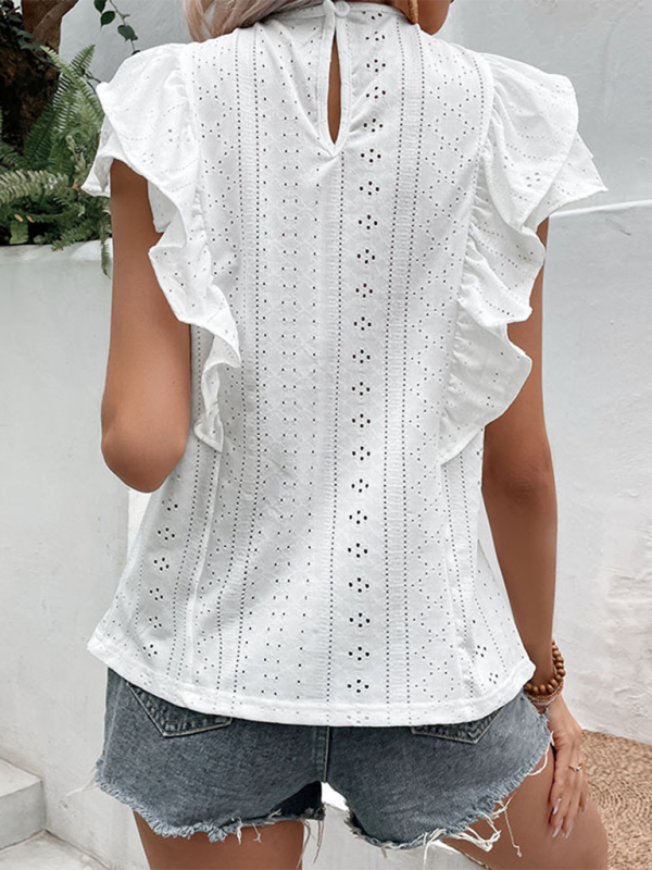 Fashion Women’s Ruffled White Casual Shirt