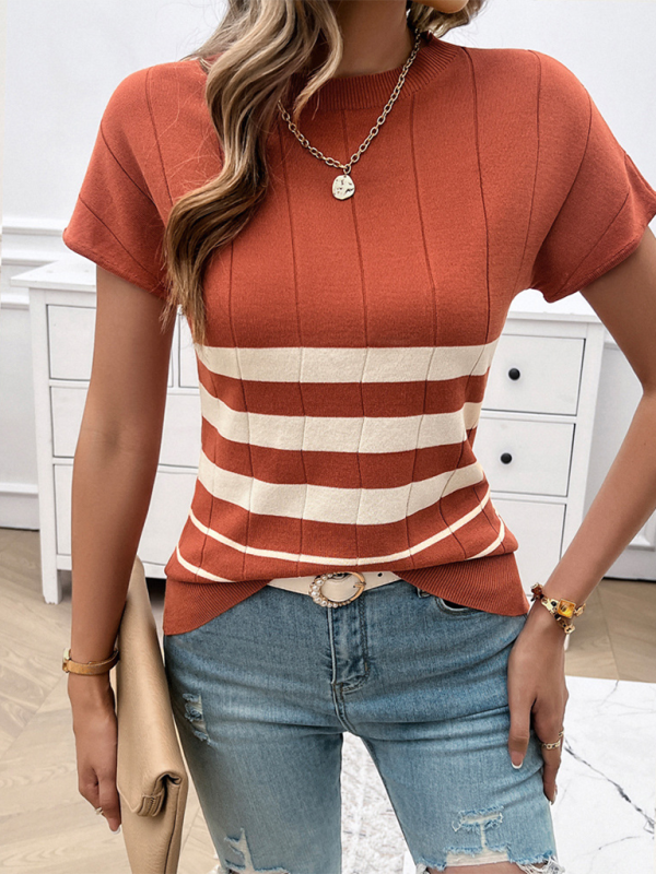 Women’s Spring and Summer Temperament Slim Striped Sweater