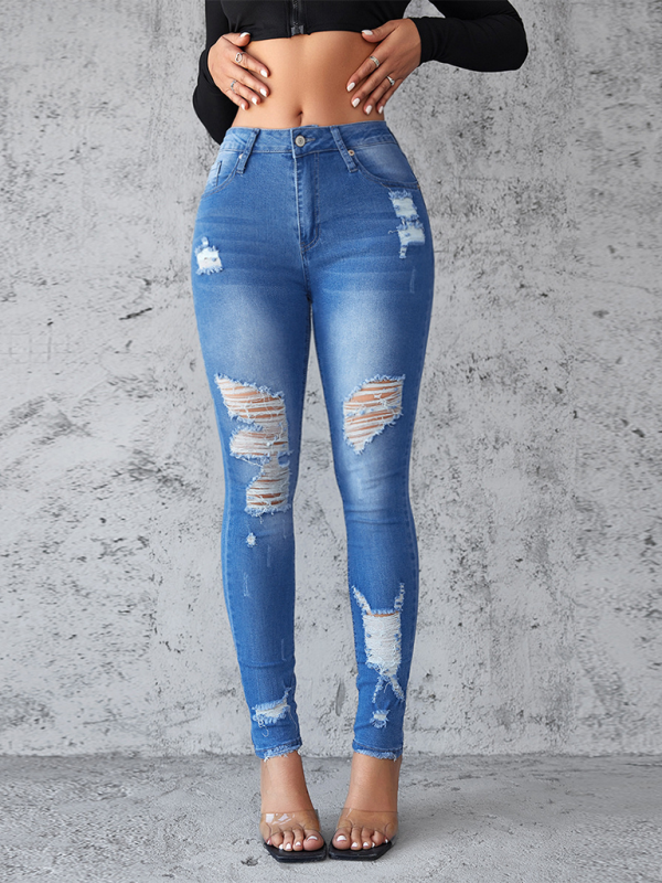 New style ripped jeans slim fit hip lift skinny trousers